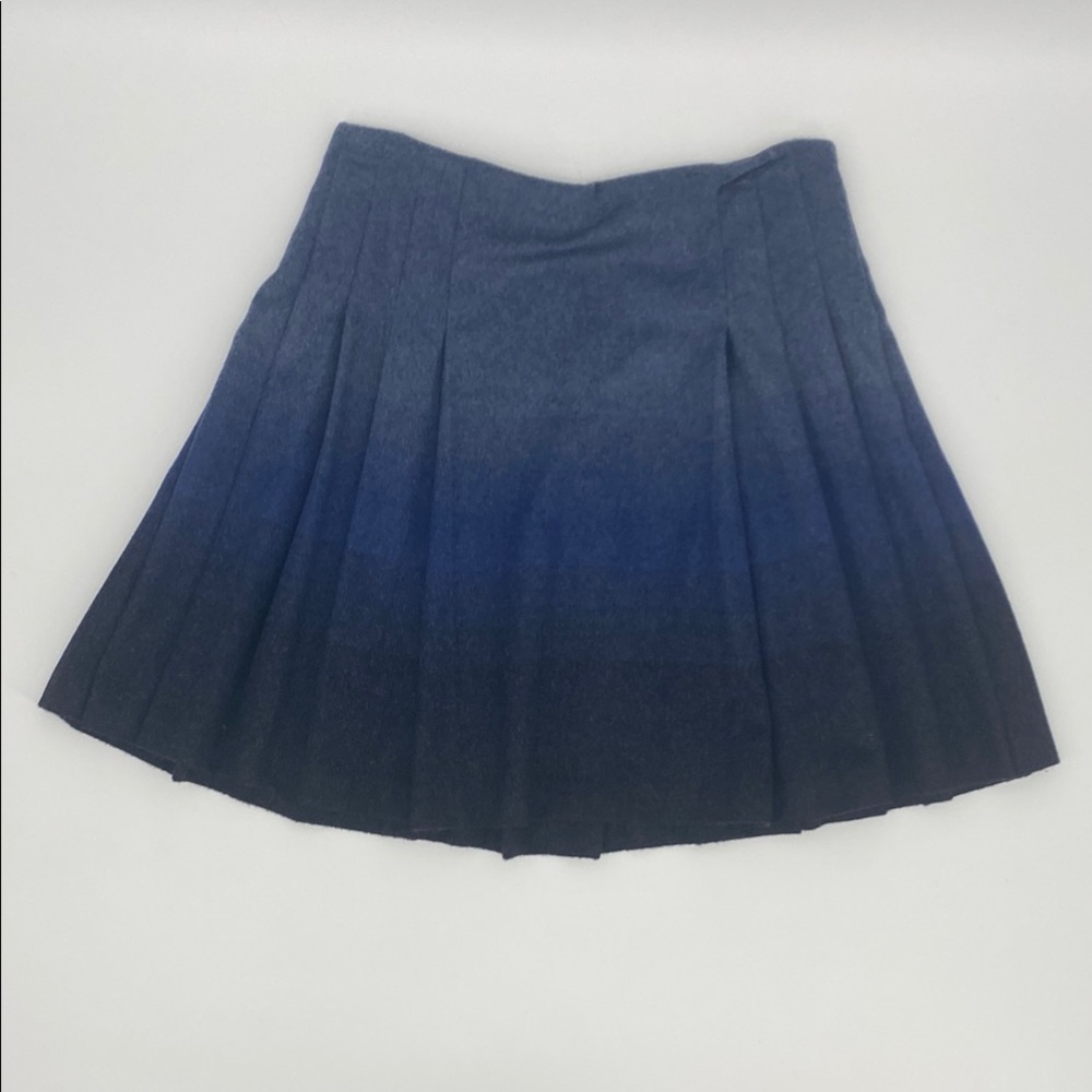 RED VALENTINO Ombré Wool Blue Pleated Skirt